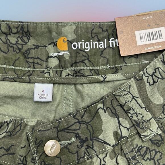 CARHARTT Women’s 6 Floral Green EL PASO Shorts - Picture 3 of 3